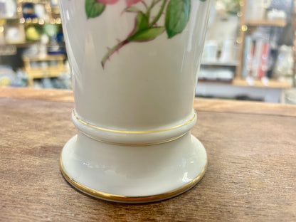 Pink & White Royal Meissen Vintage Trumpet Rose Vase, 6 3/4"