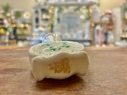 White Belleek Shamrock Vase Ireland, 4 1/4"
