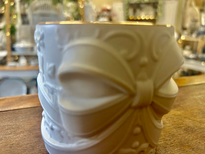White Lenox Bow Candleholder, 3 1/2"