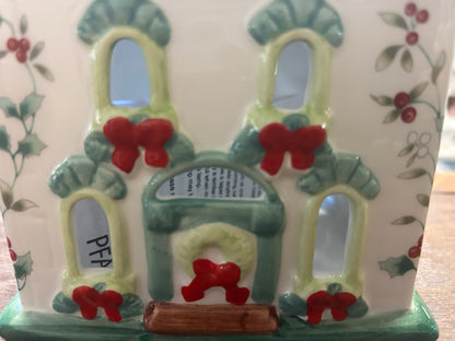 Red Green White Pfaltzgraff Winterberry House Candleholder, 6 1/4"