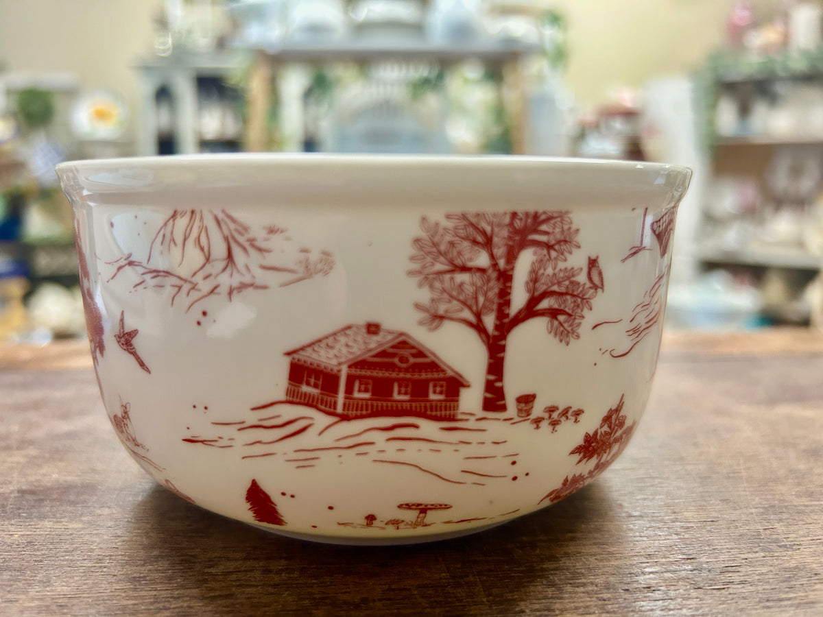 Red & white Grace Pantry Red Village Bowl, 5"