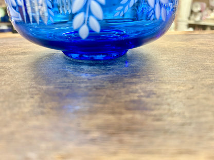 Blue Pervomaisky Glass Soviet Union Wheat Cobalt Bowl, 6"