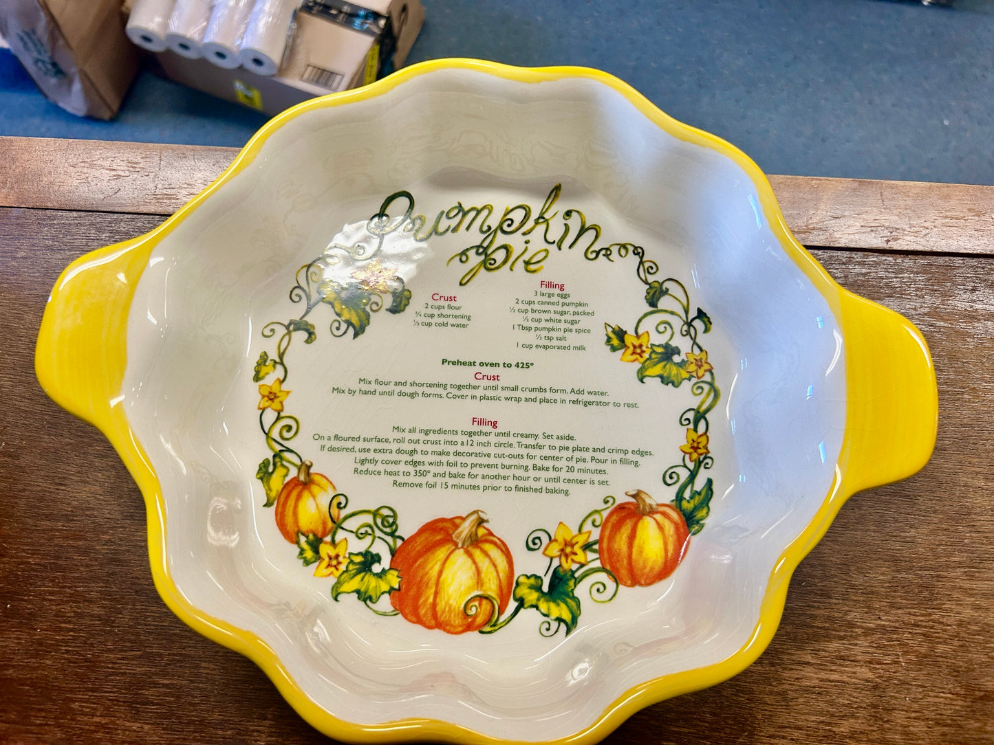 Orange & Yellow Temptations Pumpkin Pie Plate, 9"