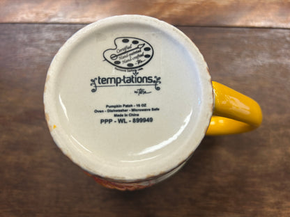 Orange & Yellow Temptations Pumpkin Mug w/ Cover, 16 ounces