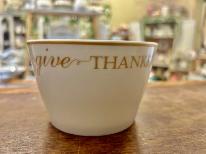 Gold & White 222 Fifth NEW Give Thanks Bowl, 4 1/2"