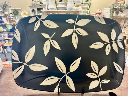 Black & White The Cellar Black Leaf Platter, 16 1/4"