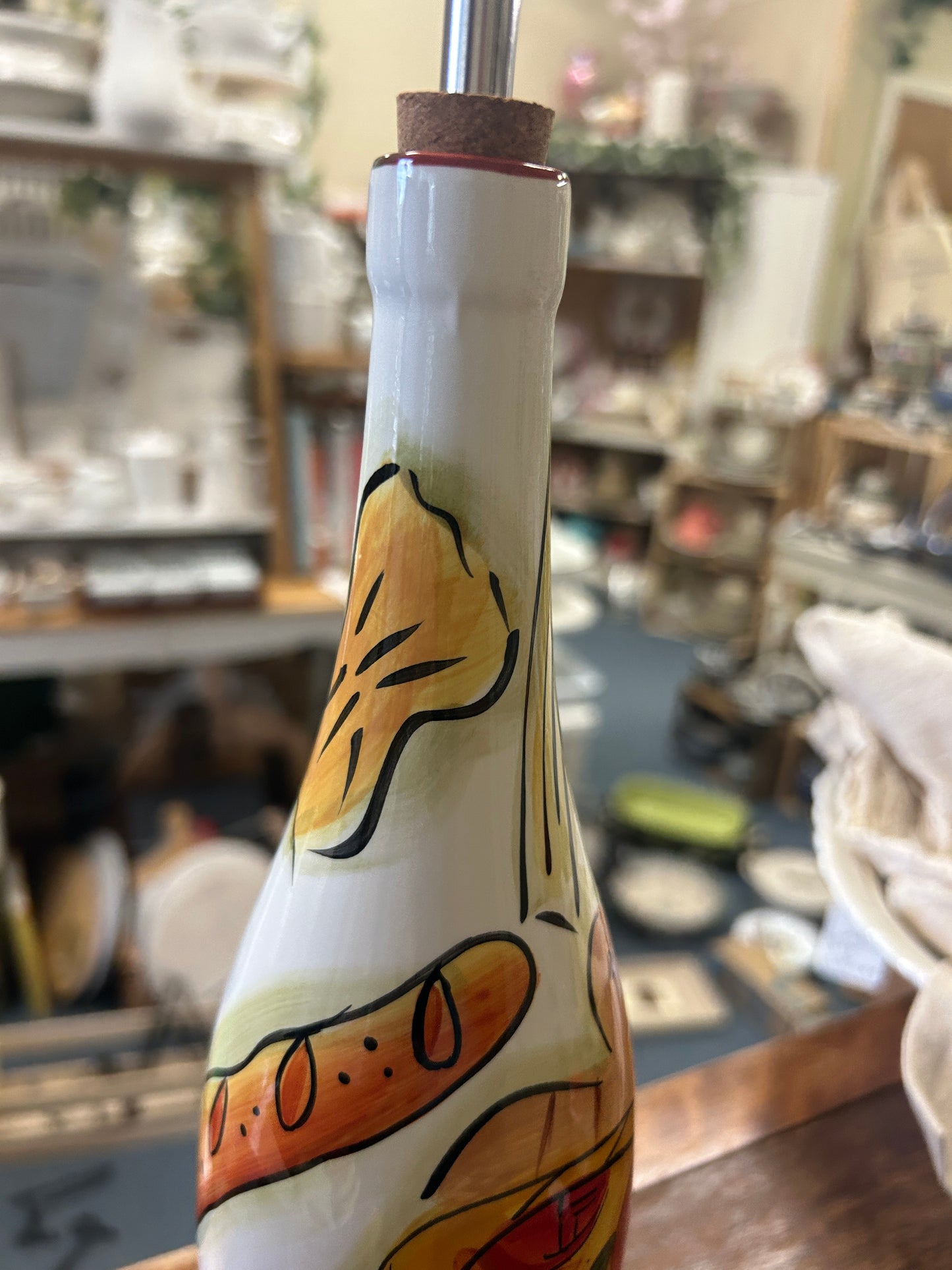 Red Green White Pampered Chef NEW Olive Oil Cruet, 13"