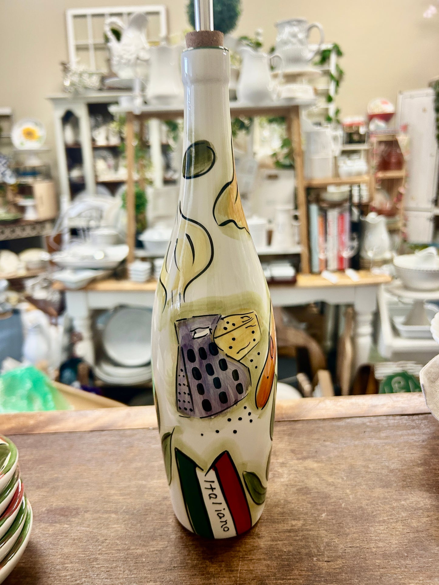 Red Green White Pampered Chef NEW Olive Oil Cruet, 13"
