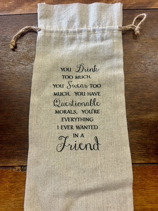 Beige  Wine Tote, 13 1/2"
