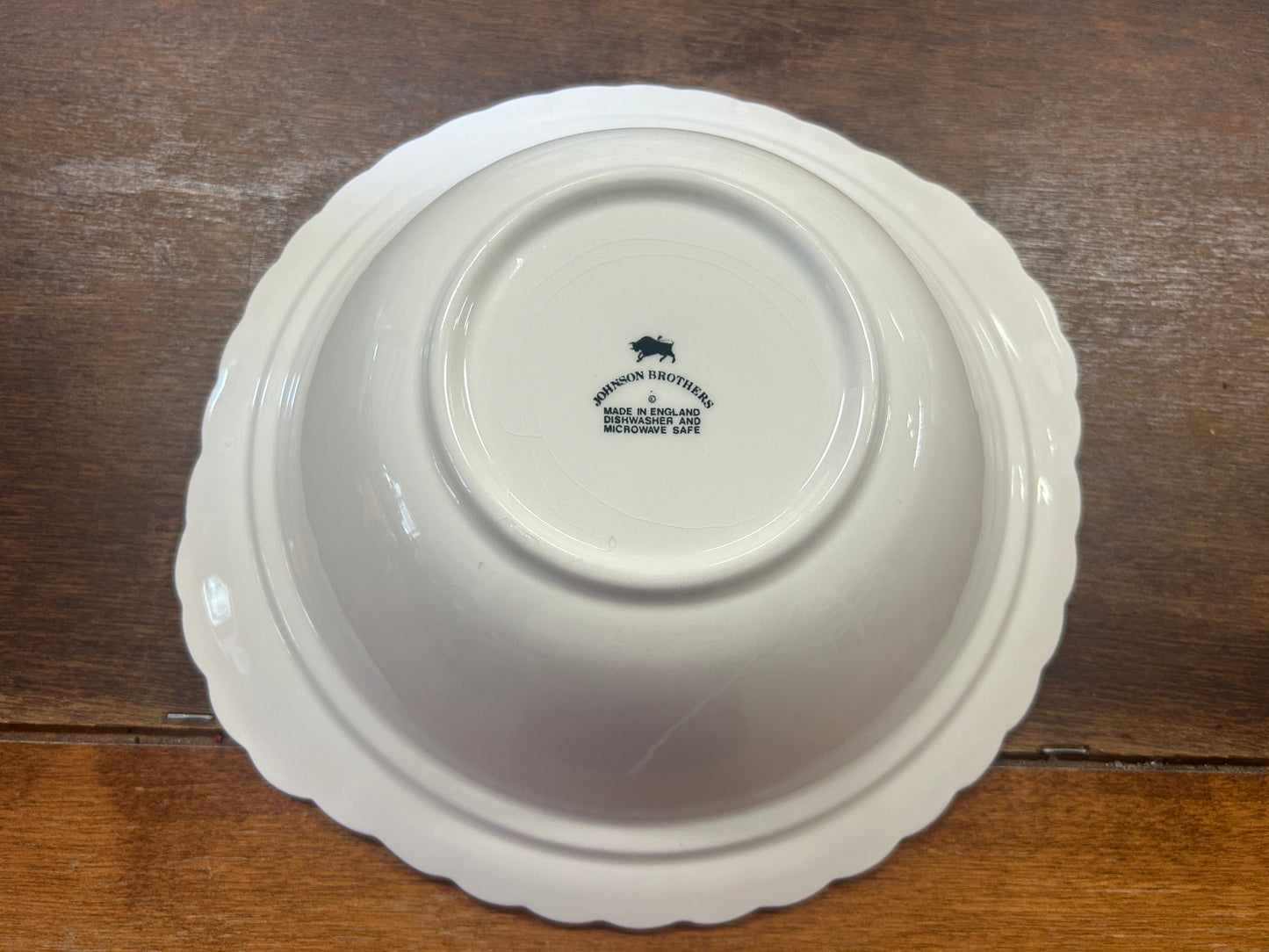 White Johnson Bros White Bowl Handles England, 10"
