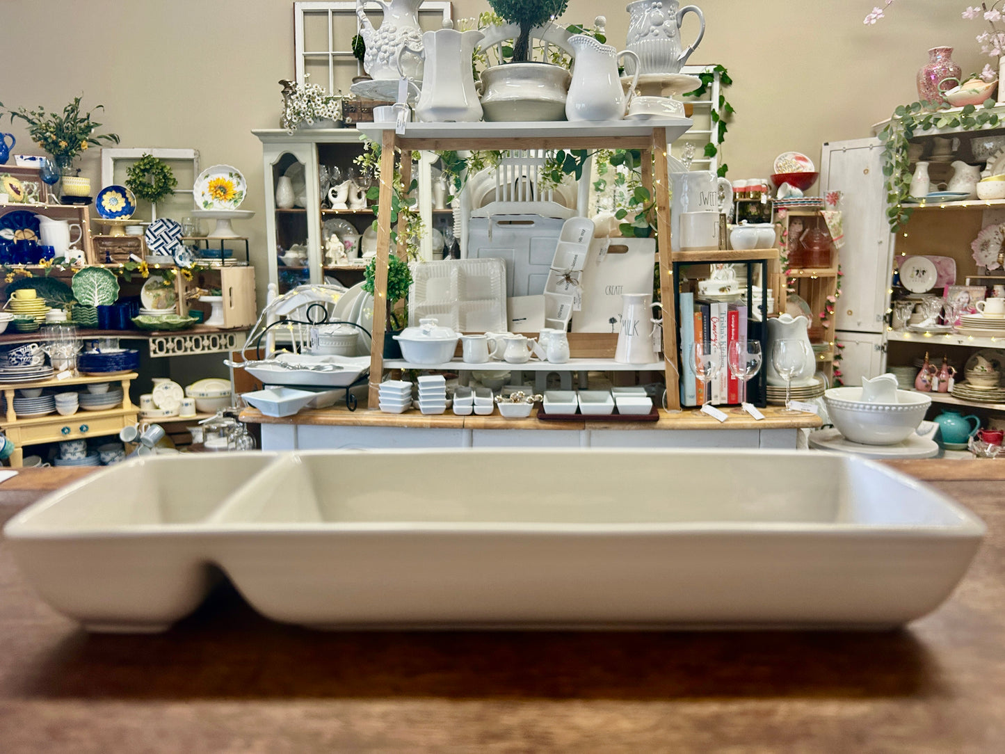White Rae Dunn KEEP Rectangle Bowl, 11"