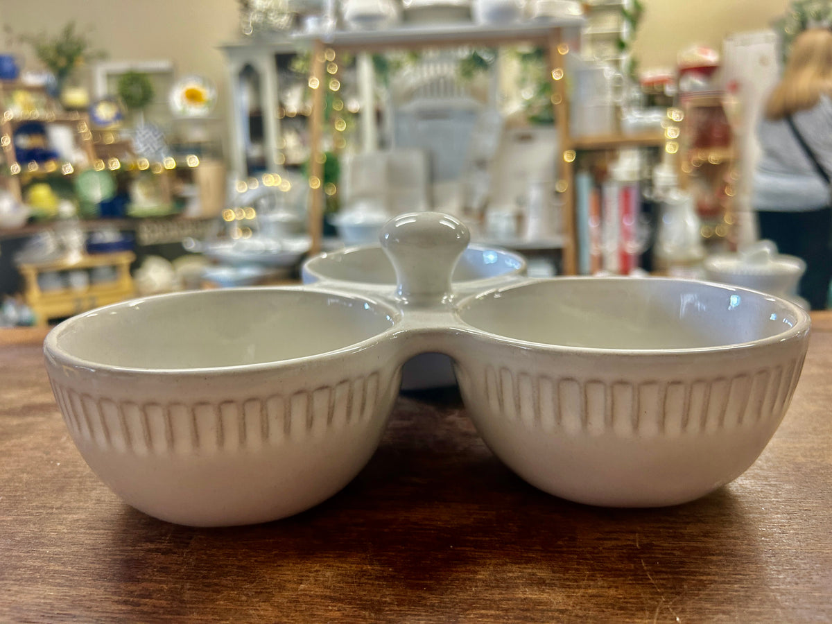 Cream Hearth & Hand 3 Section Condiment, 9"