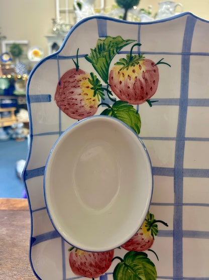 Red White Blue Calypso Strawberry Chip & Dip Italy, 13"