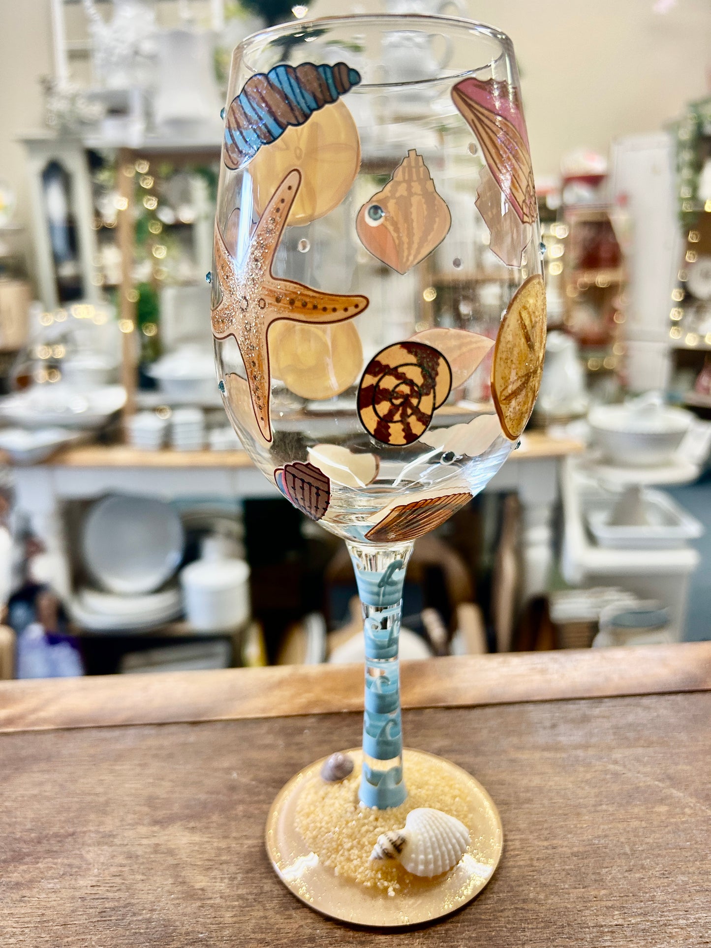 Beige & Blue Lolita NEW Beach Dreams Glass, 9"