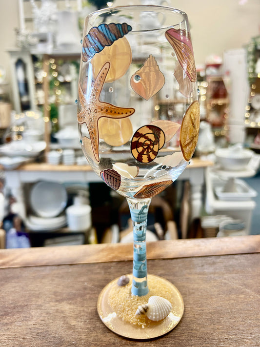 Beige & Blue Lolita NEW Beach Dreams Glass, 9"