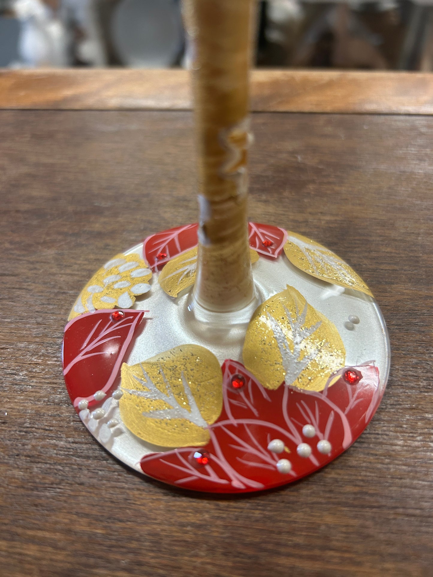 Red & Gold Lolita NEW Poinsettia Glass, 9"
