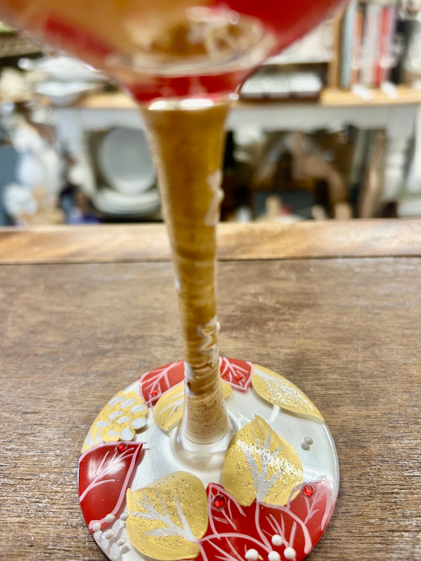 Red & Gold Lolita NEW Poinsettia Glass, 9"