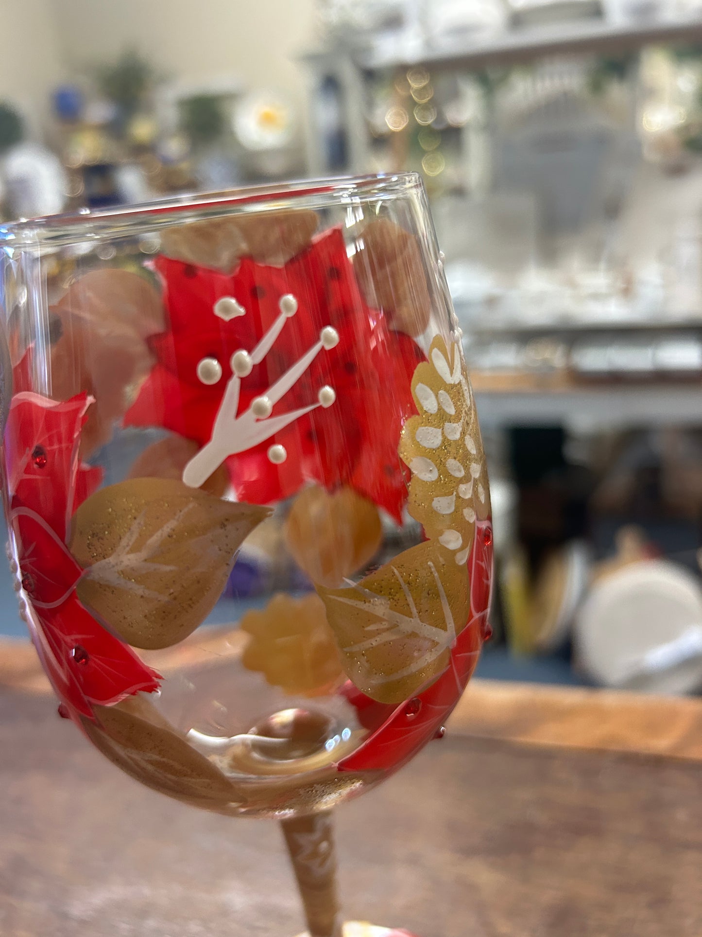 Red & Gold Lolita NEW Poinsettia Glass, 9"