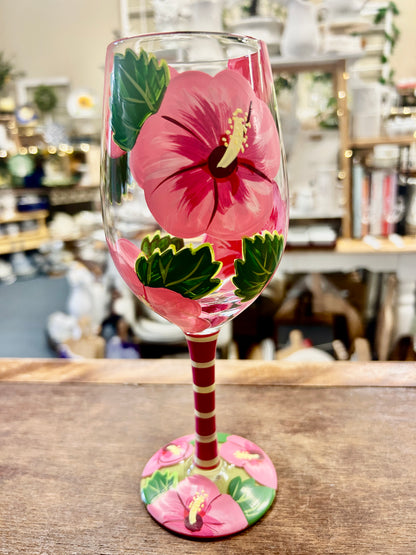 Pink & Green Lolita NEW Hibicus Beauty Glass, 9"