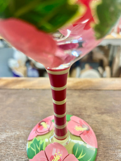 Pink & Green Lolita NEW Hibicus Beauty Glass, 9"