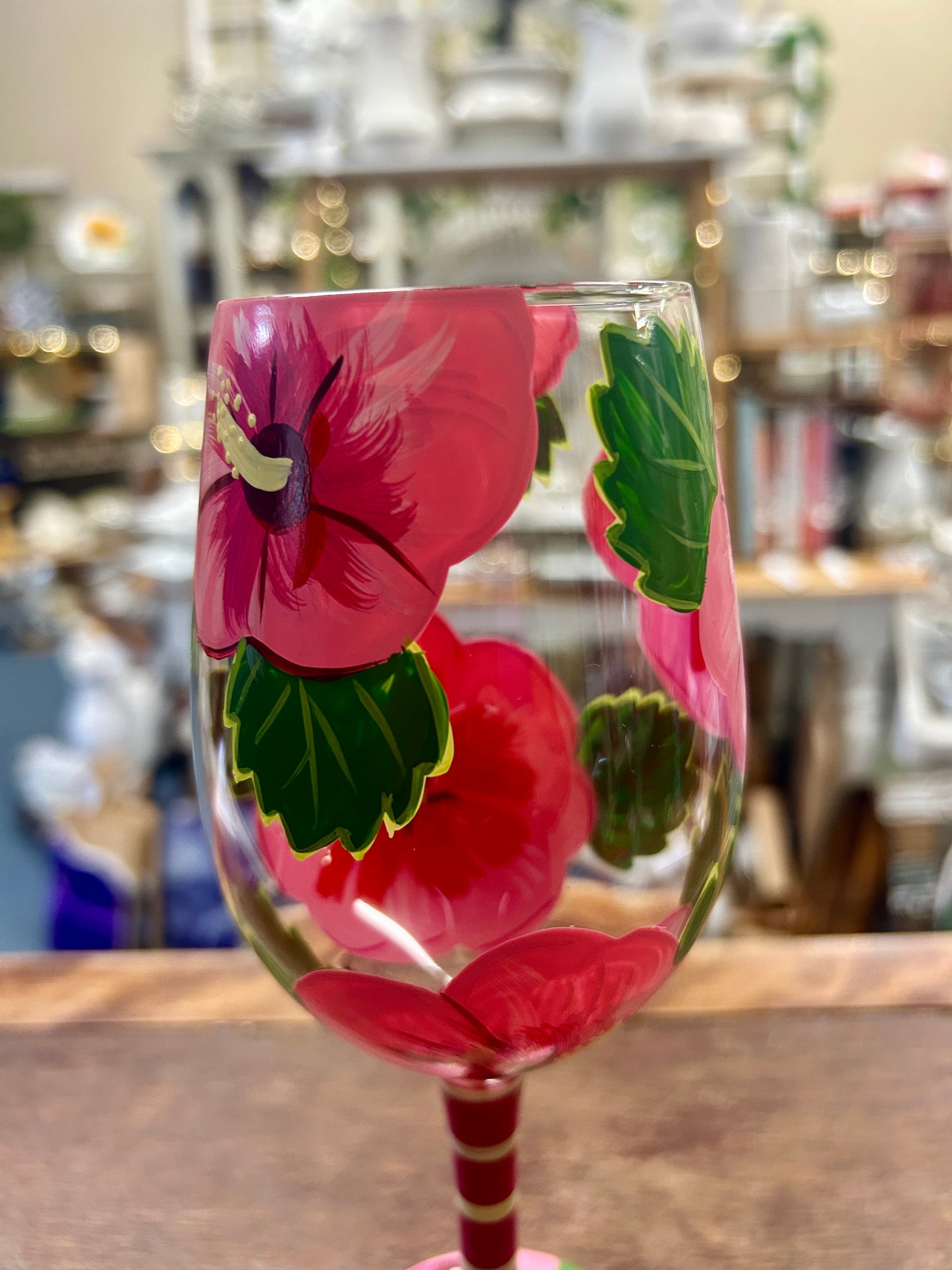 Pink & Green Lolita NEW Hibicus Beauty Glass, 9"