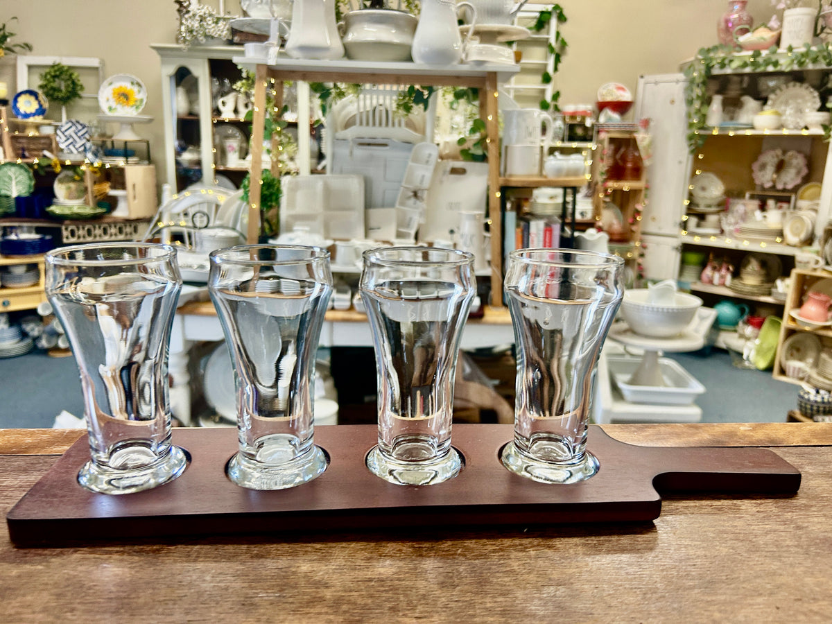 Clear  Beer Glasses & Board, 16"