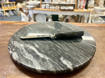 Gray  Marble Board w/ Knife, 9 3/4"