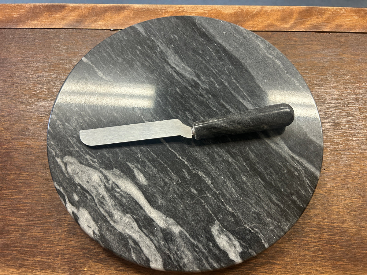 Gray  Marble Board w/ Knife, 9 3/4"