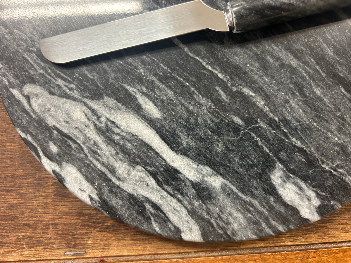 Gray  Marble Board w/ Knife, 9 3/4"