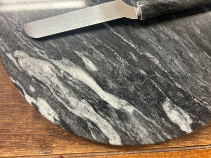 Gray  Marble Board w/ Knife, 9 3/4"