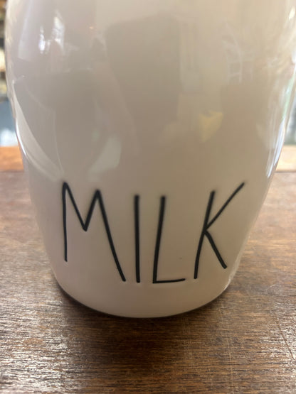 White Rae Dunn MILK Pitcher, 7"