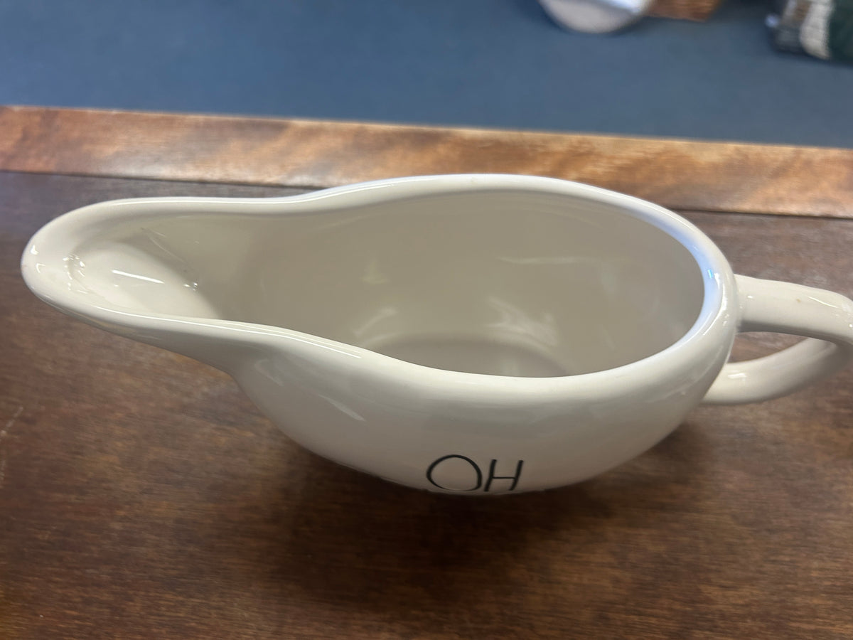 White Rae Dunn OH GOOD GRAVY Boat, 9"