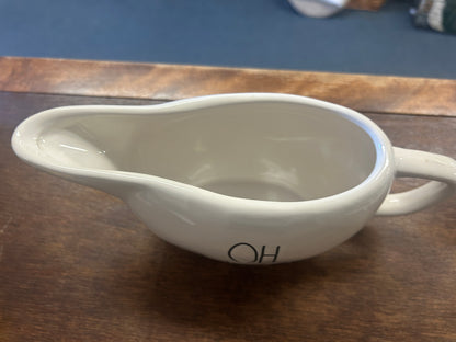 White Rae Dunn OH GOOD GRAVY Boat, 9"