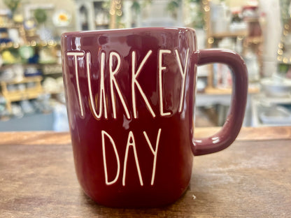 Cranberry Rae Dunn TURKEY DAY Mug, 4 3/4"