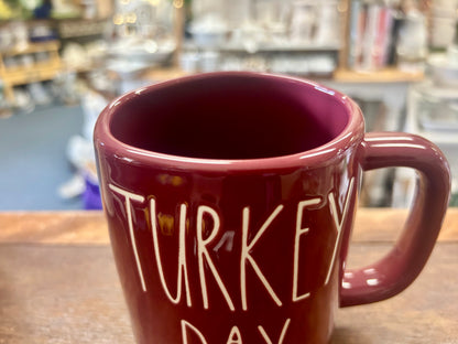 Cranberry Rae Dunn TURKEY DAY Mug, 4 3/4"