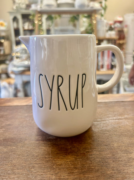White Rae Dunn SYRUP Pitcher, 4 3/4"