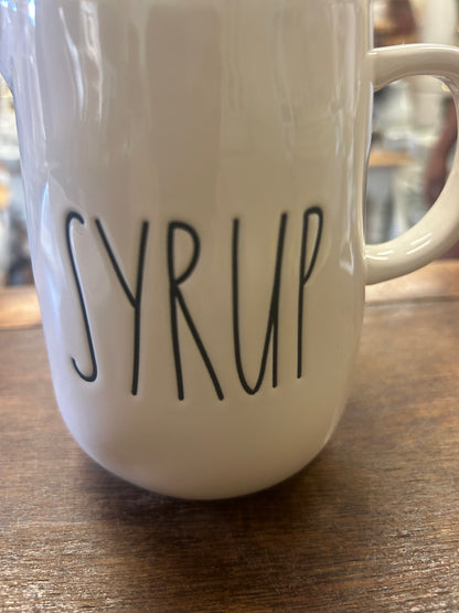 White Rae Dunn SYRUP Pitcher, 4 3/4"