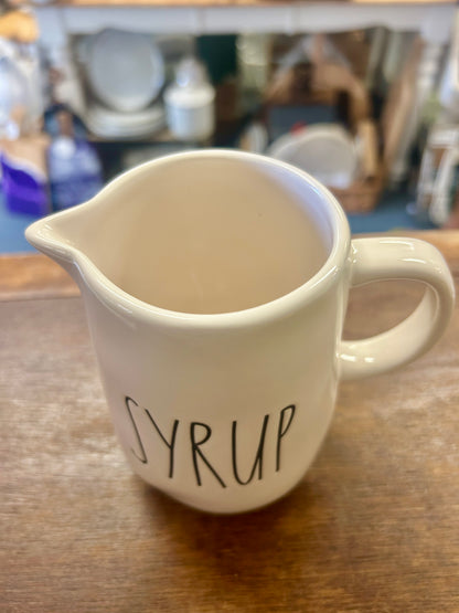 White Rae Dunn SYRUP Pitcher, 4 3/4"