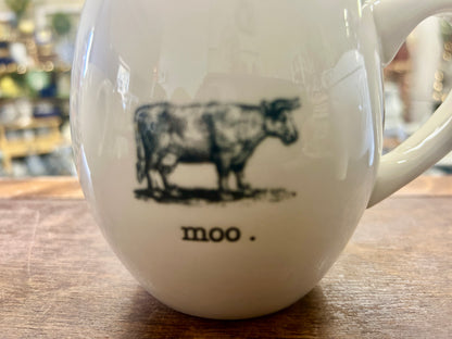 White Rae Dunn MOO Cow Mug, 4 1/2"