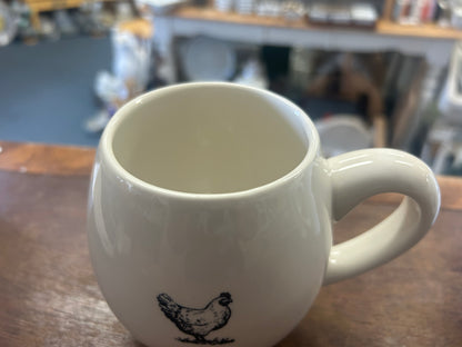 White Rae Dunn CLUCK Chicken Mug, 4 1/2"