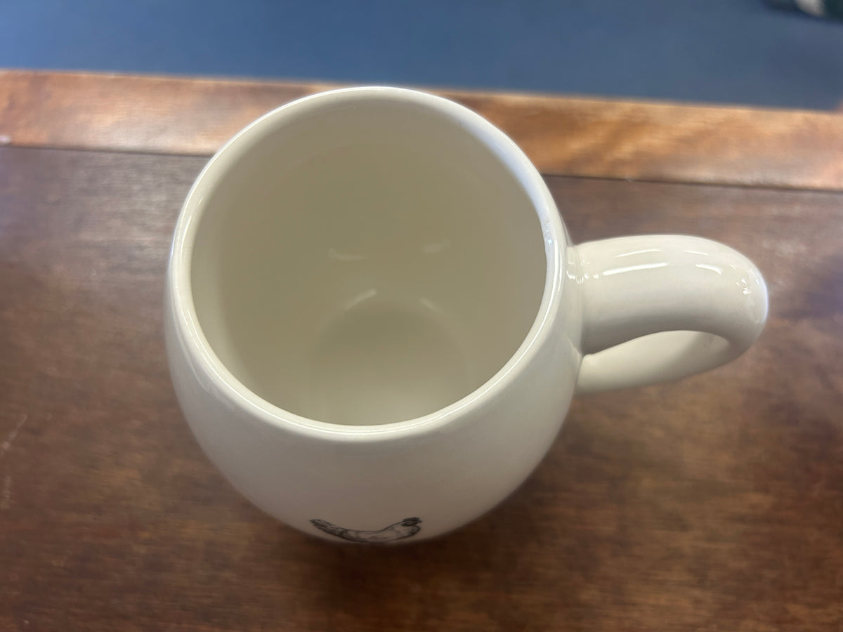 White Rae Dunn CLUCK Chicken Mug, 4 1/2"