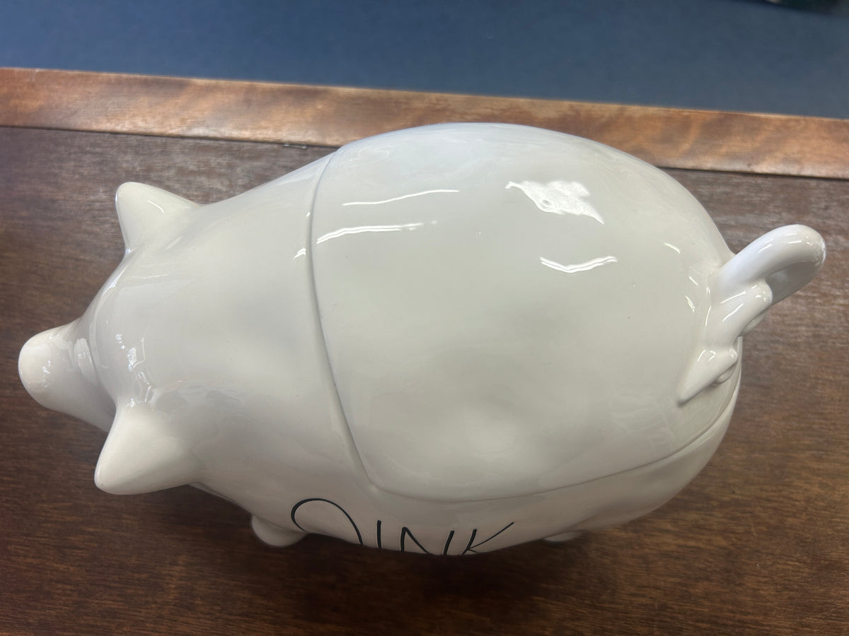 White Rae Dunn OINK Pig Canister, 9 1/2"