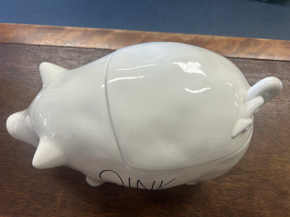 White Rae Dunn OINK Pig Canister, 9 1/2"