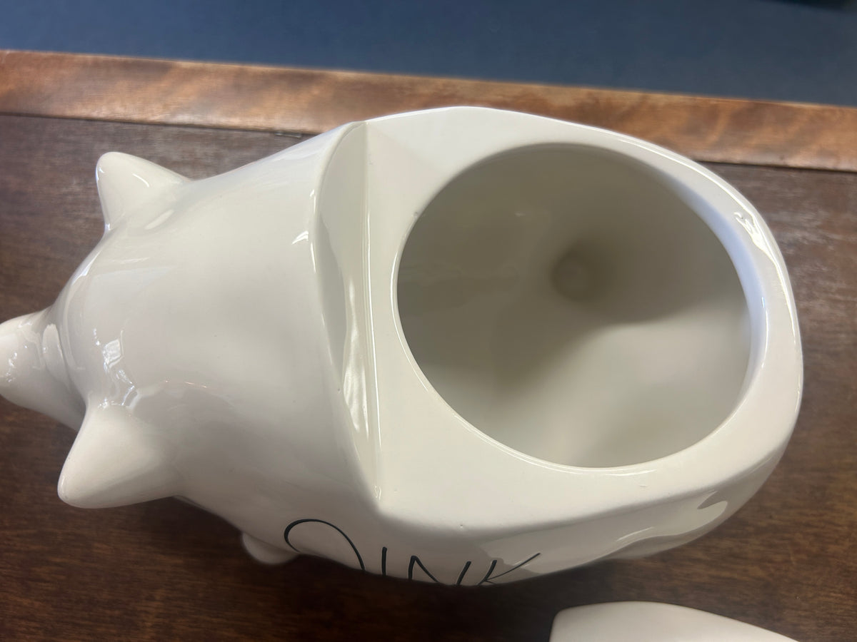 White Rae Dunn OINK Pig Canister, 9 1/2"