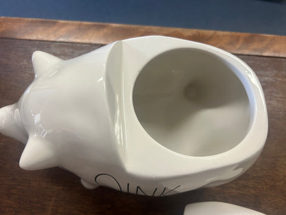 White Rae Dunn OINK Pig Canister, 9 1/2"