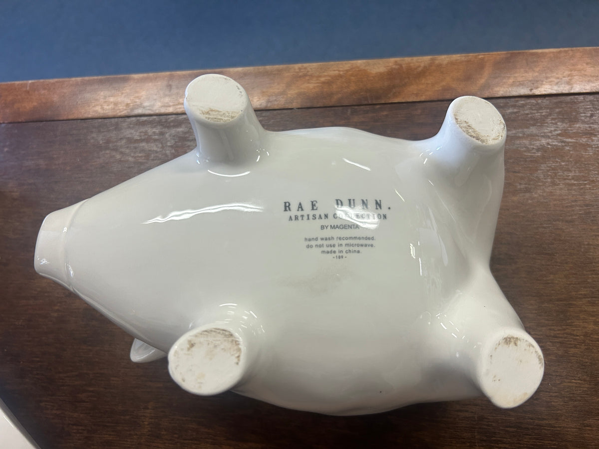 White Rae Dunn OINK Pig Canister, 9 1/2"