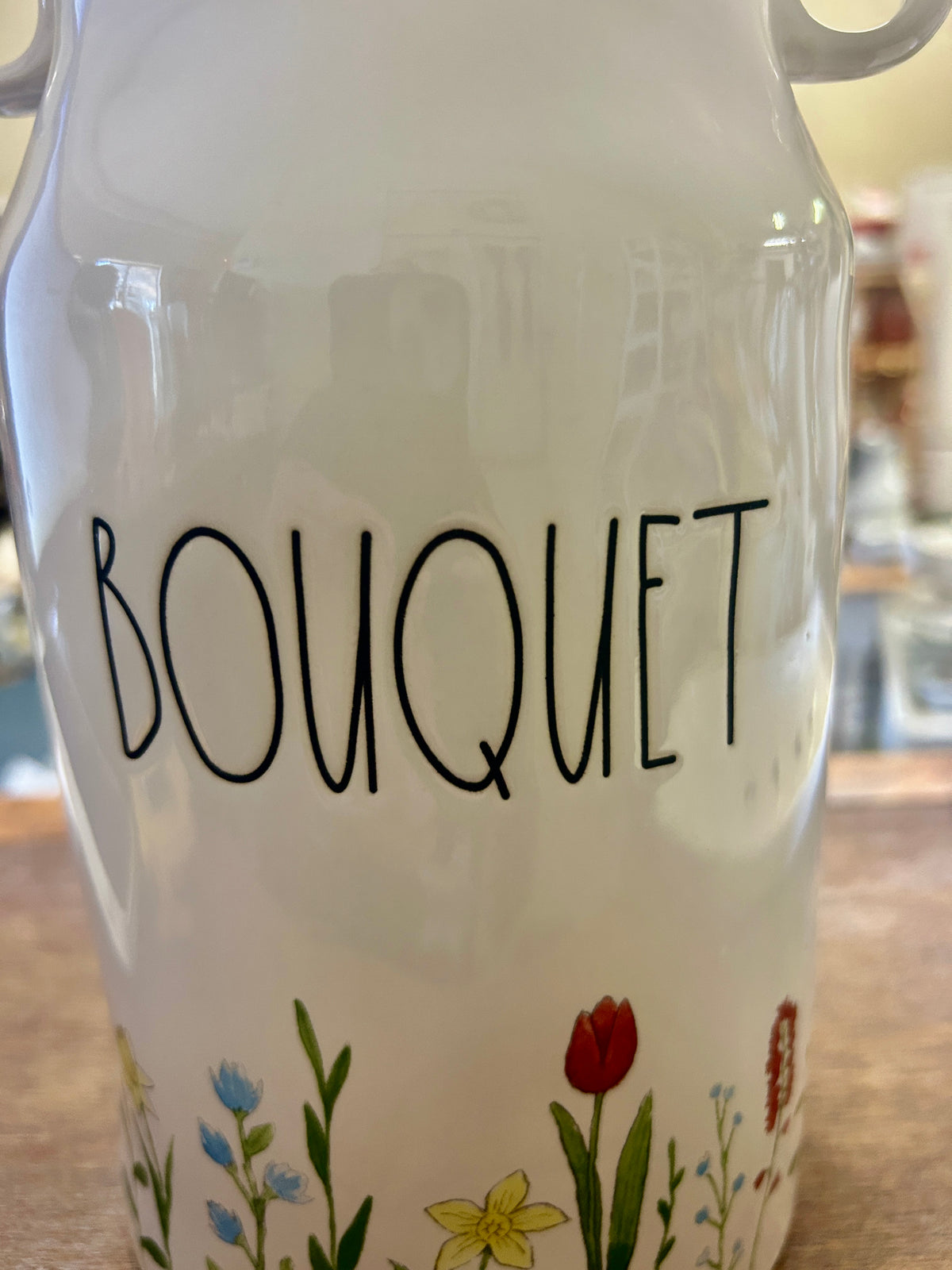White Rae Dunn BOUQUET Jug Vase, 9 1/2"