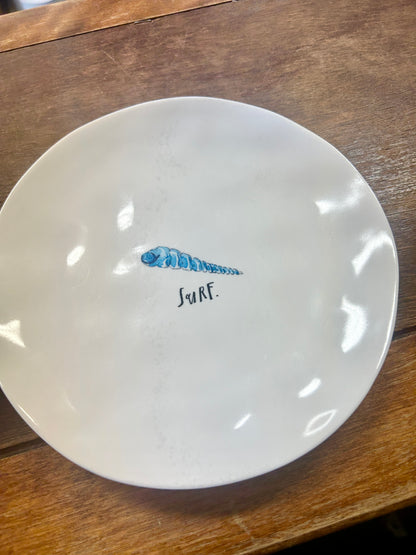 White Rae Dunn Melamine SURF Plate, 8"