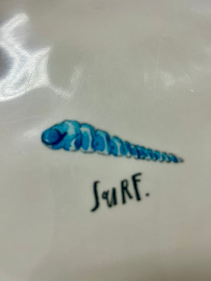White Rae Dunn Melamine SURF Plate, 8"