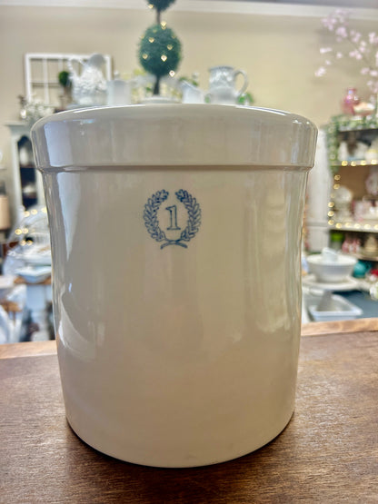 Cream Farmhouse Pottery Laurel Crock, 8 1/4"